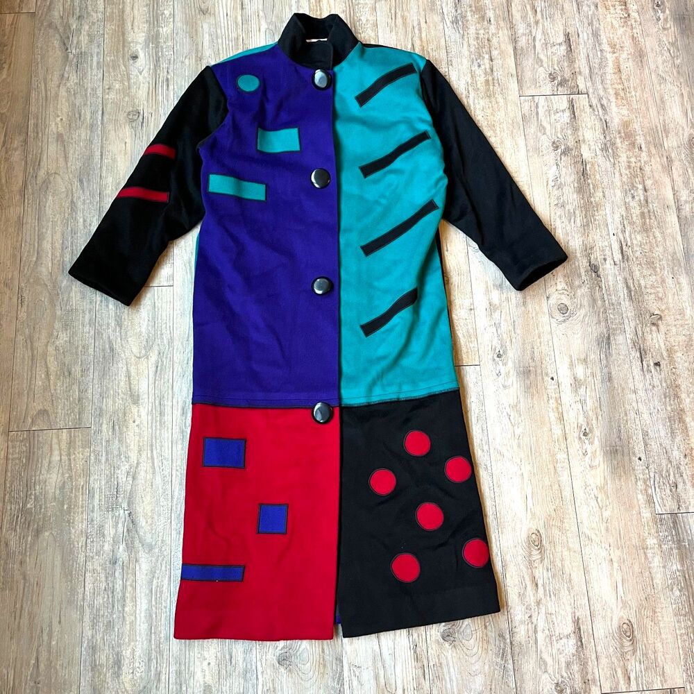 Vintage 80s Wool Coat Werable Art Marylou Ozbolt Storer Fibrearts Seatle P/Small